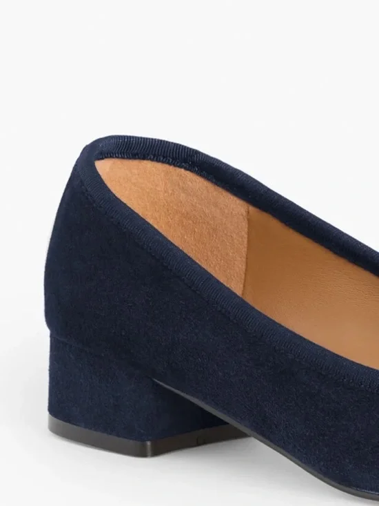 NEW TALBOTS VANESSA SUEDE BLOCK HEEL PUMPS INDIGO BLUE Classic comfy office - Picture 5 of 6